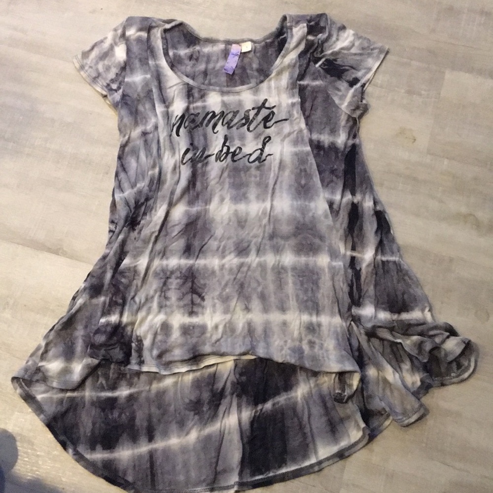 “Namaste in bed” high/low tee from Francesca’s